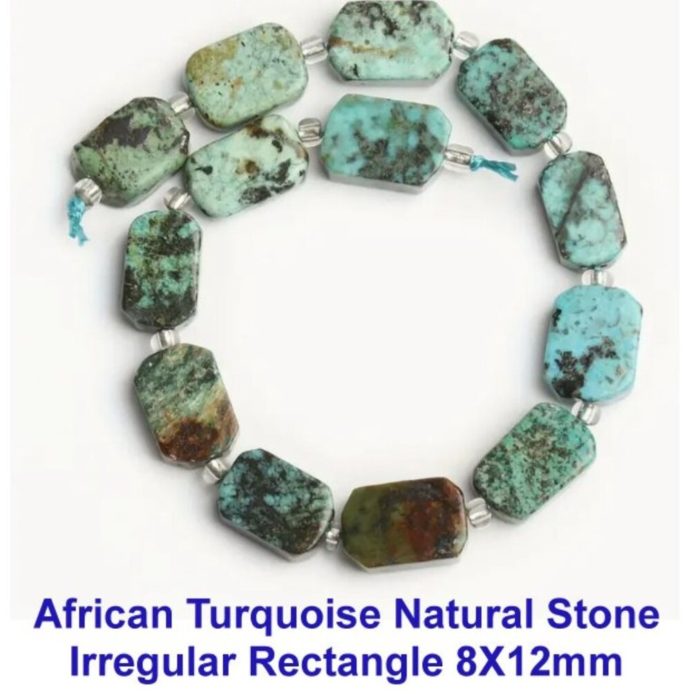 African Turquoise Natural Stone, Irregular Rectangle 8X12Mm  13 Pieces